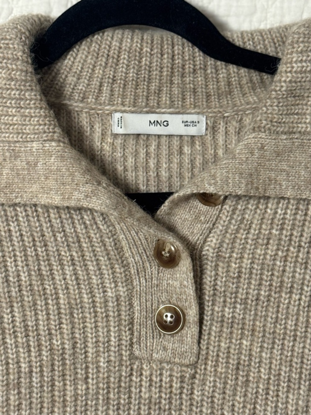 Mango Ribbed Button-Collar Knit Sweater - Picture 2 of 6